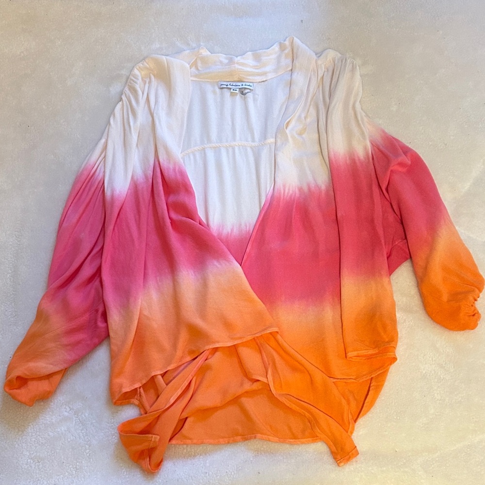 Young Fabulous & Broke Cream Tie-Front Blouse cardigan - Picture 3 of 5